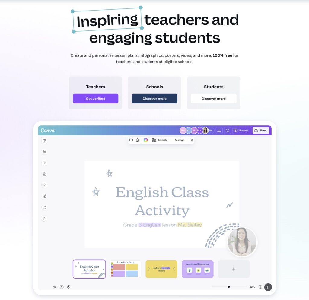 ✨ ประกวดทั้งหมด 4 หมวดหมู่ ได้แก่ 1️⃣ Innovative Classroom รางวัลสำหรับครูผู้ใช้ Canva Code เพื่อส่งเสริมการสร้างห้องเรียนที่มีส่วนร่วมกับนักเรียน . 2️⃣ Project-Based Learning รางวัลสำหรับโปรเจคที่เสริมสร้างทักษะการทำงานร่วมกันของนักเรียนผ่านการใช้งาน Canva . 3️⃣ Inclusive Classroom รางวัลสำหรับครูที่ใช้ Canva สร้างสื่อการสอนที่ออกแบบมาเพื่อนักเรียนผู้มีความต้องการพิเศษ . 4️⃣ School Creative Media รางวัลสำหรับครูหรือบุคลากรสถานศึกษาที่ออกแบบสื่อประชาสัมพันธ์ได้สร้างสรรค์และสวยงามด้วย Canva